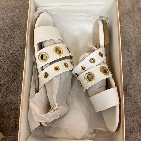 White Italian leather sandals - Picture 7 of 8